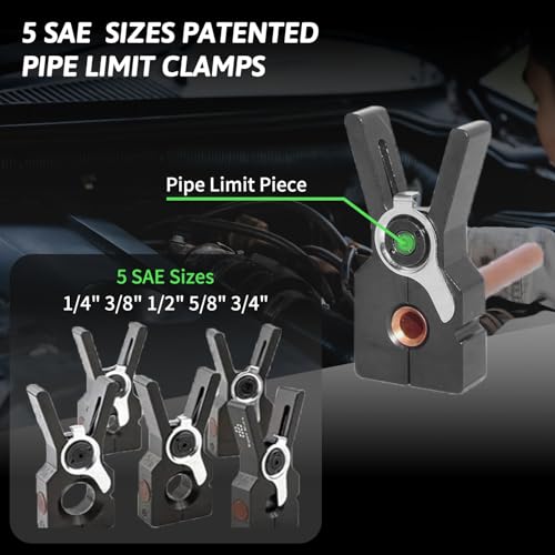 Brake Flaring Tool Kit 1/4" - 3/4" Electric Flaring Tool for Copper Tubing Pipe Precision Flaring Tool HVAC 5 SAE Sizes Clamps 45° Eccentric Cone Flare Gauge Set with 2200mAh Powered Flare Tool Set - size: 13PCS Electric Flaring Tool Kit