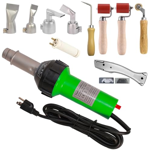 1600W Hot Air Plastic Welder Gun Plastic Repair Welder Kit, PVC Vinyl Rod Welding Gun, Flat Welding Nozzles, Various Welding Flooring Roofing Accessories Tool Set - style: Upgraded Flat Nozzles Welder Set