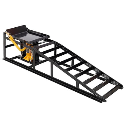 2 Pack Hydraulic Car Ramps with Pedal Auto Car Truck Service Ramps Lifts Low Profile Car Lift Service Ramps Truck Trailer Garage,Height Hydraulic Vehicle Ramps 5 T 10000 LBS (Black) - color: Black