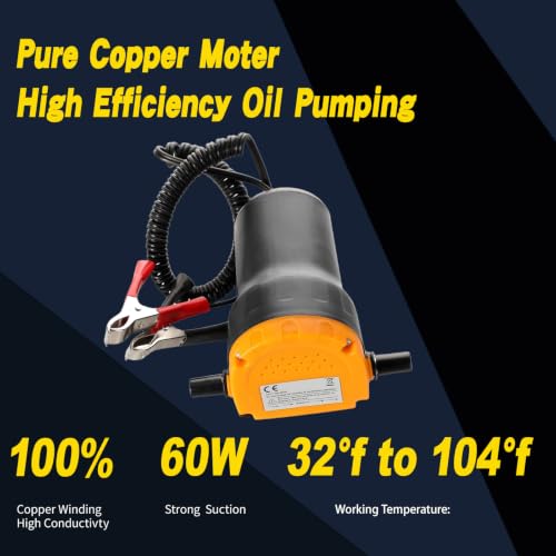 12V 60W Electric Oil Extractor Pump, Auto Overload Protection Oil Change Transfer Pump, Portable Fluid Scavenge Suction Pump for Motor Oil, Gear Oil, Diesel, Cars, Boats, ATVs