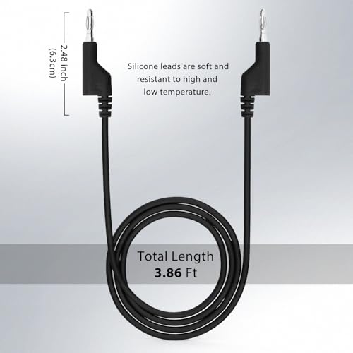 14 Gauge 6pcs/3.3Ft 4MM Banana Plug to Banana Plug UL3135,6 Colors Heavy Duty Silicone Test Leads Set Jumper Wires Kit for Testing