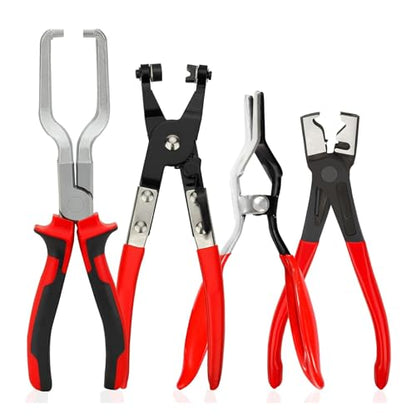 Sakerplus Professional Hose Clamp Kit, Pliers Set - Complete Fuel Line Tool Kit with Hose Removal Pliers & Clip Tools for Automotive Maintenance (4 in 1 Set) - style: 4 in 1 Set