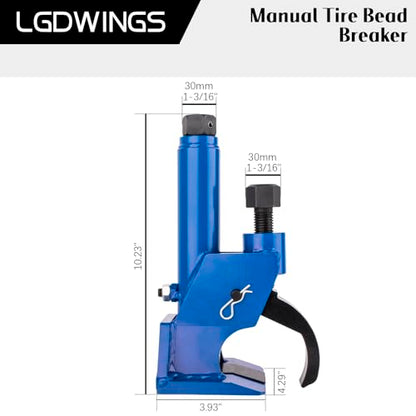 Manual Tire Bead Breaker Tool, Heavy Duty Bead Buster for 38" to 42" Tires, Adjustable Tire Repair Kit for ATV, UTV, Tractor and Lawn Mower, Blue (Use Hand Wrench Only) - color: BLUE