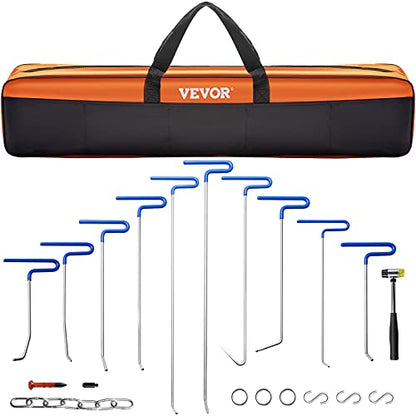 VEVOR Rods Dent Removal Kit, 20 Pcs Paintless Dent Repair Rods, Stainless Steel Dent Rods, Whale Tail Dent Repair Tools, Professional Hail Dent Removal Tool For Minor Dents, Door Dings And Hail Damage - style: 20 Pcs with 10 Rods