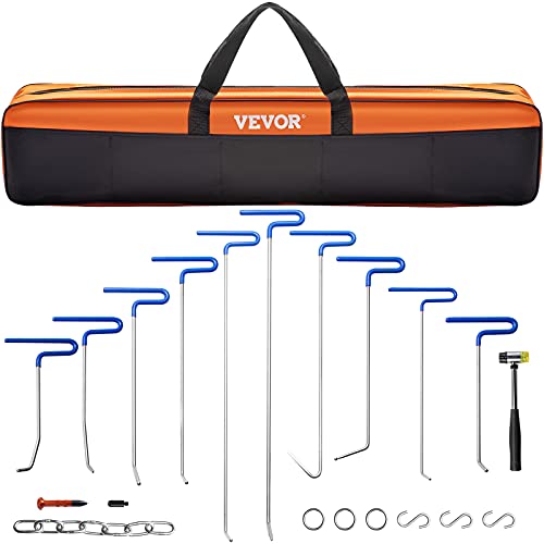 VEVOR Rods Dent Removal Kit, 20 Pcs Paintless Dent Repair Rods, Stainless Steel Dent Rods, Whale Tail Dent Repair Tools, Professional Hail Dent Removal Tool For Minor Dents, Door Dings And Hail Damage - style: 20 Pcs with 10 Rods