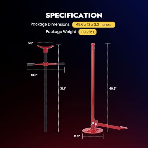 SPECSTAR Under Hoist Support Stand with Foot Pedal 3/4 Ton 1650 Lbs. Capacity Jack Stand Lifting from 52 to 76 Inch with 12 Inch Diameter Steel Base - style: With Foot Pedal
