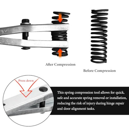 Door Spring Tool, Sturdy Metal Car Door Hinge Spring Compressor Tool Fit 1/2 Inch Wrenches, Professional Repairing Tools for Compresses and Installs Car Hinge Springs