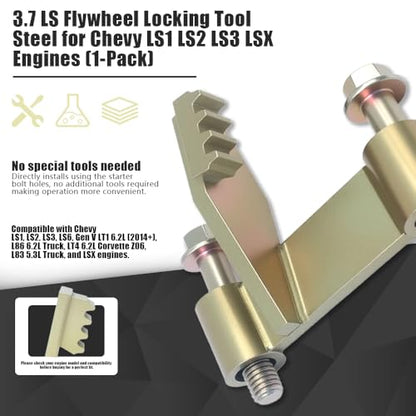 LS Flywheel Locking Tool for GM Chevy LS1 LS2 LS3 LS6 LT Engines | Flex Plate Locking Holding Tool Kit for 4.8 5.3 5.7 6.0 6.2 7.0 Automotive Engine, Grade 8.8 Bolts
