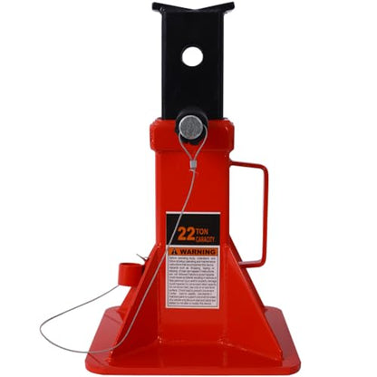 22-Ton Heavy-Duty Jack Stands, Adjustable Steel Support with Locking Pin, Professional Automotive Stand for Trucks, SUVs, and Vehicles, 44,000 lbs Capacity, 1 Pair (Red + Steel) - color: Red + Steel