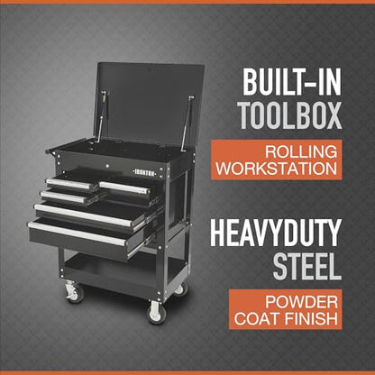 Ironton 30in. 5-Drawer Mechanic's Tool Cart, 700-Lb. Capacity | 33-7/8in.L x 17-5/8in.W x 39-1/8in.H, Rolling mobility, Quick-access tool organization, Garage/service use - size: 5 Drawer
