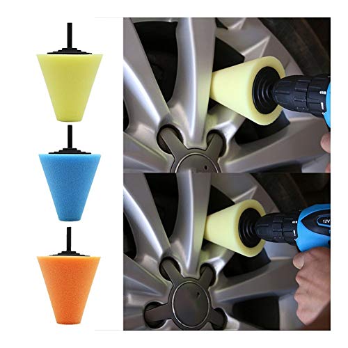 Jinchao-polishing Pads, 1x Polishing Sponges Pad, Cleaning Car Tyres Wheel Bosses Polishing Machine Cone-Shape Wheel Hubs Polisher Disk,Polishing (Color : Blue) - color: Blue