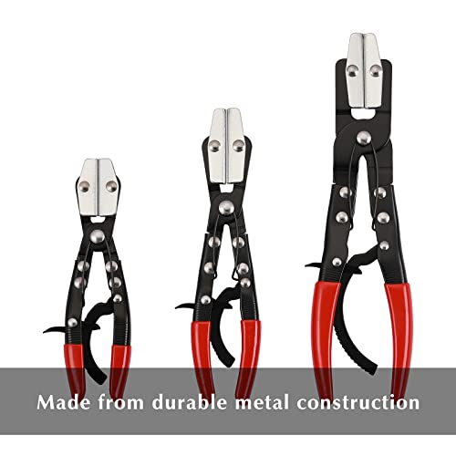 EMENTOL Automatic Locking Ratcheting Hose Pinch Off Plier Set, Includes 8-Inch, 10-Inch, and 12-Inch Sizes, 3 Pieces Crimping Pinch-Off Tool Set, For Pinch Off Coolant, Vacuum, Heater and Fuel System