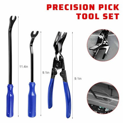 13PCS Precision Pick and Hook Tool Set, Magnetic Telescoping Tool w/Clip Pliers Fastener Remover Gasket Scraper, Rivets Puller Pick Tools w/Storage Bag for Automotive Repair (Blue) - color: Blue