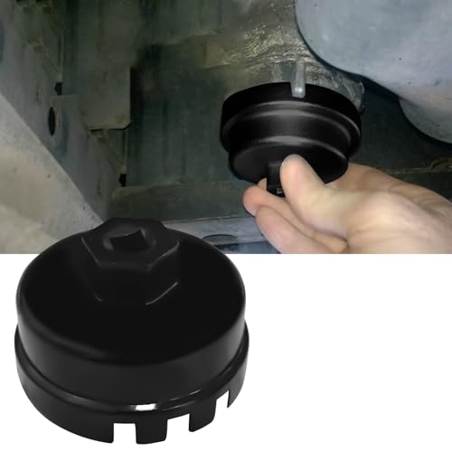 Oil Filter Wrench for Toyota 4 Runner, Prius, RAV4, Highlander, Tundra, 64mm 14 Flute Oil Filter Cap Wrenches Removal Tool for 2.5-5.7L Engine, Aluminum Oil Filter Socket Set (Black) - color: Black