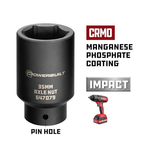 Powerbuilt 35mm Axle Nut Socket, 1/2-Inch Drive, 6 Point, Remove Front Wheel Drive Axles Shaft Nuts - 647079 - size: 35mm