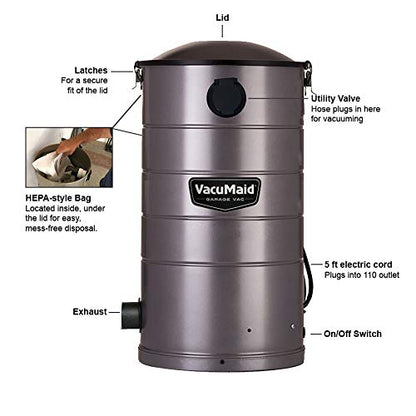 GV30PRO Wall Mounted Garage and Car Shop Vacuum Cleaner with 30 ft. Hose, Tools, and 7 Gallon Bag