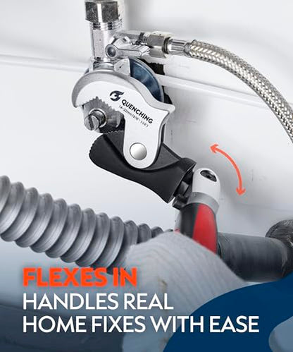 QUENCHING 2-Piece Self-Adjusting Crowfoot Wrench Set, 7.5" (5/16"–11/16", 8–17mm) & 9.5" (9/16"–1-1/4", 14–32mm), Rust Resistant Power Grip, Space-Saving Tool for Car & Home Repairs - size: 2-Piece Set (7.5" + 9.5")