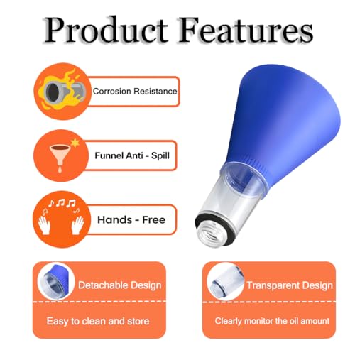 Car Engine Oil Funnel, Vehicle Threaded Locking No Spill Spout Directly into Filler Funnel, Automotive Diesel Change Tool Accessories, Compatible with Avalon Tercel Venza (Blue) - color: Blue