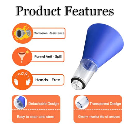 Car Engine Oil Funnel, Vehicle Threaded Locking No Spill Spout Directly into Filler Funnel, Automotive Diesel Change Tool Accessories, Compatible with Avalon Tercel Venza (Blue) - color: Blue