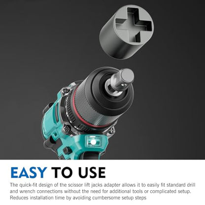 3PCS Scissor Jack Adapter for Hand Drill, Thickened Metal Lifting Tool Socket with Conversion Adapter, for Most Handheld Automatic Jacks, for Various Maintenance Scenarios (Silver)