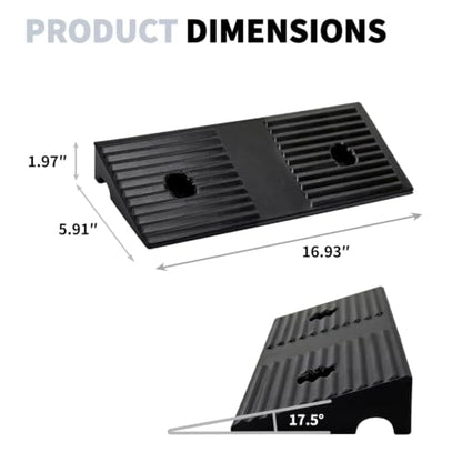 2.0 Inch Rise Rubber Curb & Threshold Ramp 2 PCS 16.93"x5.91" | 7000lbs capacity, suitable for driveway, sidewalk, shed entry, cars, motorcycles, lawn mowers, Durable, Sturdy - size: 2.0"Height