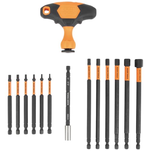 Klein Tools 33804 ProFlex Impact-Rated Interchangeable Ratcheting T-Handle Set, Torsion Zone, Magnetic Bit Holder, SAE, Metric, TORX