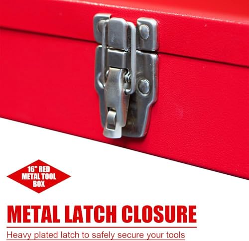 2PCS Portable Tool Box, Metal Tool Box, 4 Non-Slip Foot Pads, Ideal for Trailer, Mechanic, DIY-ers, Car Toolbox, Workshops, Garages, Repair Shops,Red - size: 2P-Red
