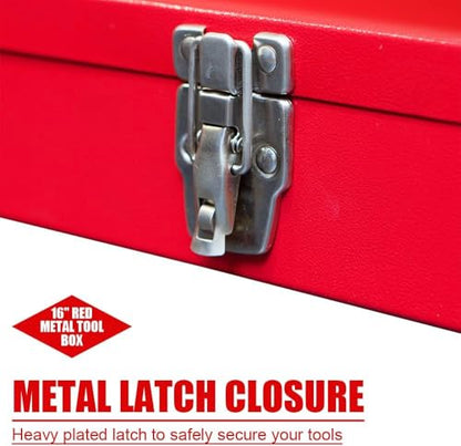 2PCS Portable Tool Box, Metal Tool Box, 4 Non-Slip Foot Pads, Ideal for Trailer, Mechanic, DIY-ers, Car Toolbox, Workshops, Garages, Repair Shops,Red - size: 2P-Red
