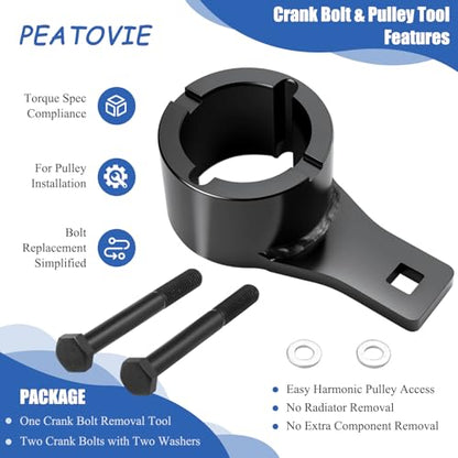Harmonic Balancer Pulley Holder Tool Compatible with Toyota/Lexus Crankshaft Damper Pulley with 2PCS Crank Bolts Included