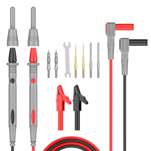 Vibit 11 Pcs Multimeter Leads Kit, Multimeter Test Leads with 6 Probe Tips, Alligator Clips & Mini Wrench, Insulated Meter Leads, Multimeter Probes for Electrical Testing & Automotive - size: 11 PCS(6 Probe Tips)
