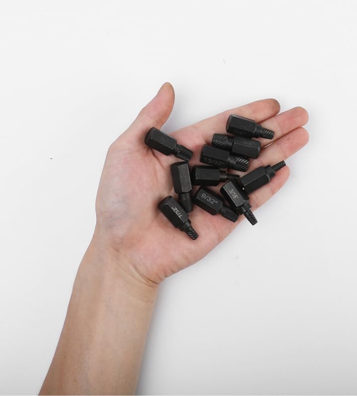 10 Pcs Screw Extractor Set, Alloy Steel Damaged & Stripped Screw Remover, Bolt Extractor Kit for Home and Professional Use - color: Black
