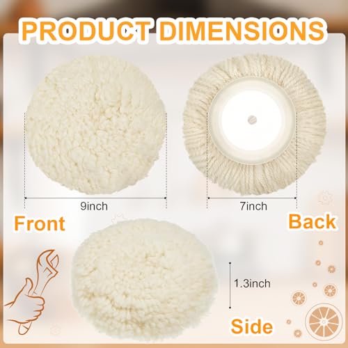 Tallew 6 Pcs 7 Inch Wool Polishing Pad Hook Loop Buffing Pad for Drill Curved Edge Compound Cutting Tool Drill Polisher Attachment Wheel Polish Kit Car Body Repair Buffing - size: 7 Inch