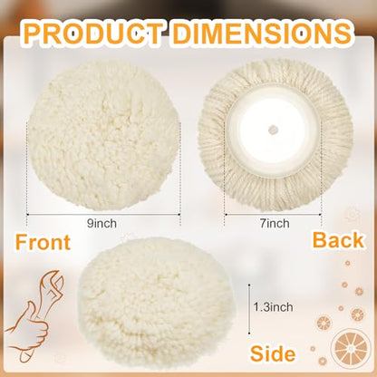 Tallew 6 Pcs 7 Inch Wool Polishing Pad Hook Loop Buffing Pad for Drill Curved Edge Compound Cutting Tool Drill Polisher Attachment Wheel Polish Kit Car Body Repair Buffing - size: 7 Inch