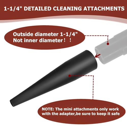 6-Pack Micro Cleaning Nozzle Kit for Compact Wet Dry Shop Vacuum,1-1/4" Detailed Cleaning Attachments