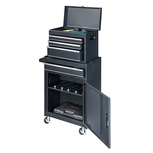 Rolling Tool Chest, Tool Box Organizer with Storage Cabinet, Portable Tool Cabinet, Rolling Tool Cart Utility Cart on Wheels, Industrial Mechanic Service Cart with Drawers for Garage, Repair Shop