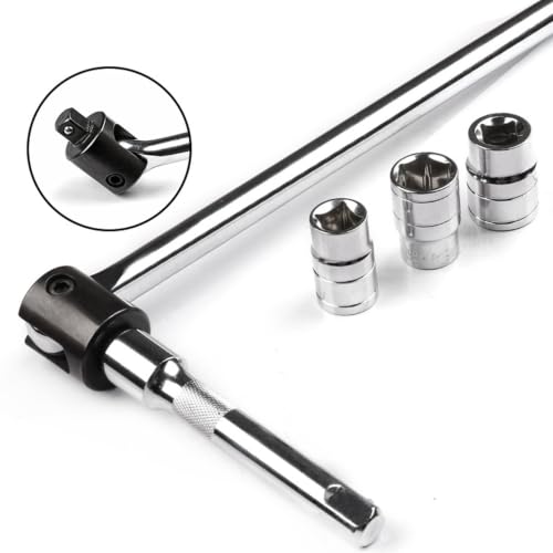 18 Inch Breaker Bar 1/2 Drive, 240 Swivel Head | Chrome Vanadium Steel for Stuck Lug Nuts, Long Reach Wrench for Tire Changes Mechanical Repair