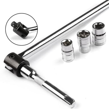 18 Inch Breaker Bar 1/2 Drive, 240 Swivel Head | Chrome Vanadium Steel for Stuck Lug Nuts, Long Reach Wrench for Tire Changes Mechanical Repair