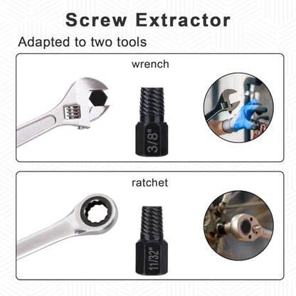 10 Pcs Hex Broken Bolt Extractor Kit Easy Out Stripped Screw Extractor | Damaged Screw Removal Tool Stud Extractor Screw Remover and Extractor for Removing Screw With Stripped Head