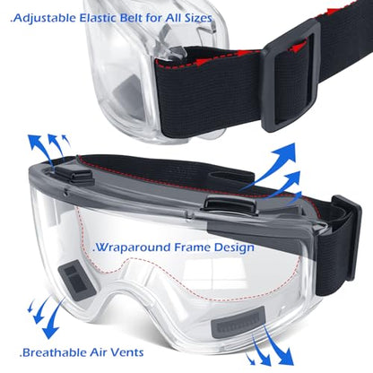 OXG Safety Goggles ANSI Z87.1 Glasses, Anti-Fog Protective Safety Glasses Lab Goggles Men Women Eye Protection Goggles - color: 12p-clear