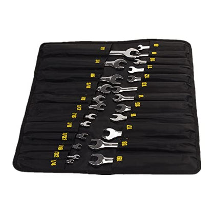 FLZOSPER 24-Piece Flex-Head Ratcheting Wrench Set, Metric & SAE Chrome Vanadium Steel Hand Combination Wrench Spanner with Portable Carrying Bag
