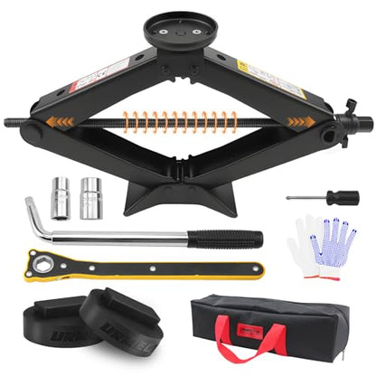 3-Ton Scissor Jack Kit for BMW & MINI with Rubber Jack Pads, Car Spare Tire Repair Tool Kit for BMW with Scissor Jack, Tire Changing Tools for BMW with Telescoping Lug Wrench (17/19/21/23mm)