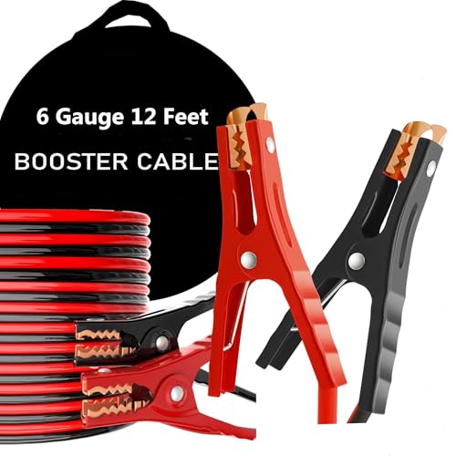 Car Jumper Cables 12Ft 6Ga Mushan Durable Battery Cable with Bag for SUVs & Trucks-Heavy Duty Booster Cable for Dead/Weak Battery Jumpstart & Roadside Emergencies(12Feet-6Gauge) - size: 6-Gauge (12 Feet)