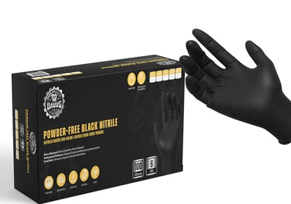 DAWG Black Nitrile Gloves, Disposable, Latex Free, Diamond Grip, Powder Free, Professional Grade - size: Large