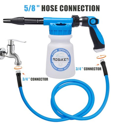 Blue Car Wash Foam Gun Sprayer Kit with Sponge & Towel, Snow Foam Blaster for Car & Garden Cleaning