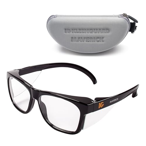 Kleenguard™ V30 Maverick™ Safety Glasses (56567), Clear Lenses with KleenVision™ Anti-Fog coating, Black Frame, Carrying Case, Eyewear for Men and Women - color: Black Frame/Clear Lenses