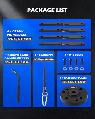Orion Motor Tech Camshaft Gear Puller Tool Set, 11pc Camshaft Timing Tool Kit Compatible with 2007-2017 Cummins ISX QSX X15 Engines, Camshaft Holding Tool with 3163530 Engine Brake Adjustment Tool - size: Cummins ISX, QSX, & X15