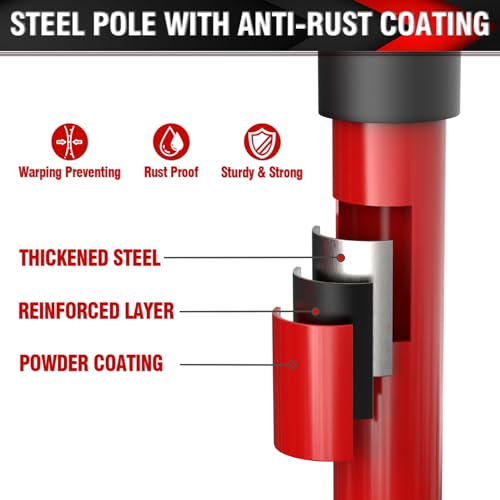3-H Truck Bed Cargo Bar, 43"-77" Adjustable Heavy-Duty Steel Load Lock Bar with Push-Lock Safety Latch, Truck Bed Divider with Non-Slip TPR Pads for Pickup Trucks, SUVs, Vans,Red,1pc
