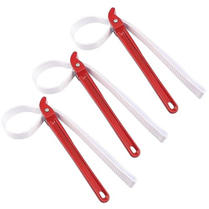3 PCS 12 Inch Multi-Purpose Strap Wrench, Adjustable Nylon Pipe Opener, Double Layered Thickened Strap for Oil Filter