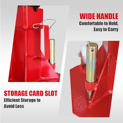 Big RED Torin 12 Ton Heavy Duty Jack Stands: Pin Style Jack Stand with 2 Casters and Handle, Easily Portable Car Stand for Cars, SUVs, Truck and Pick Ups - Red - size: 12 ton caster
