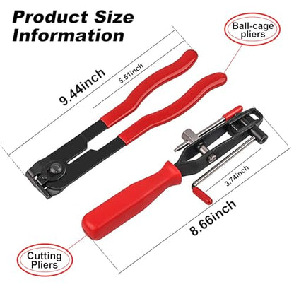 Dickno 2-Piece CV Boot Clamp Pliers Kit, Heavy Duty Universal Ear CV Axle Boot Clamp Pliers for Car, ATV, UTV (Red)